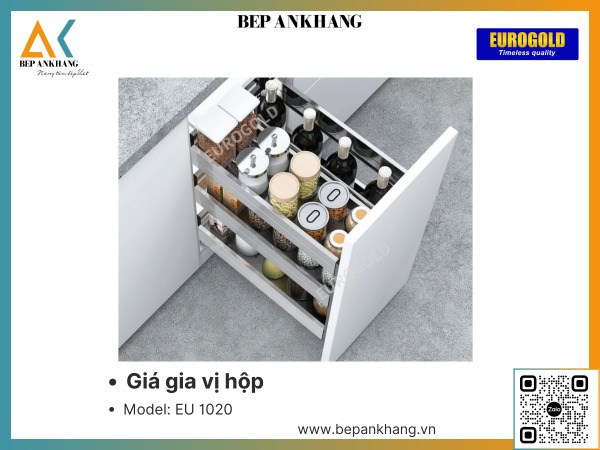 Giá dao thớt chai lọ hộp Eurogold EU1020 - 200mm - Inox 